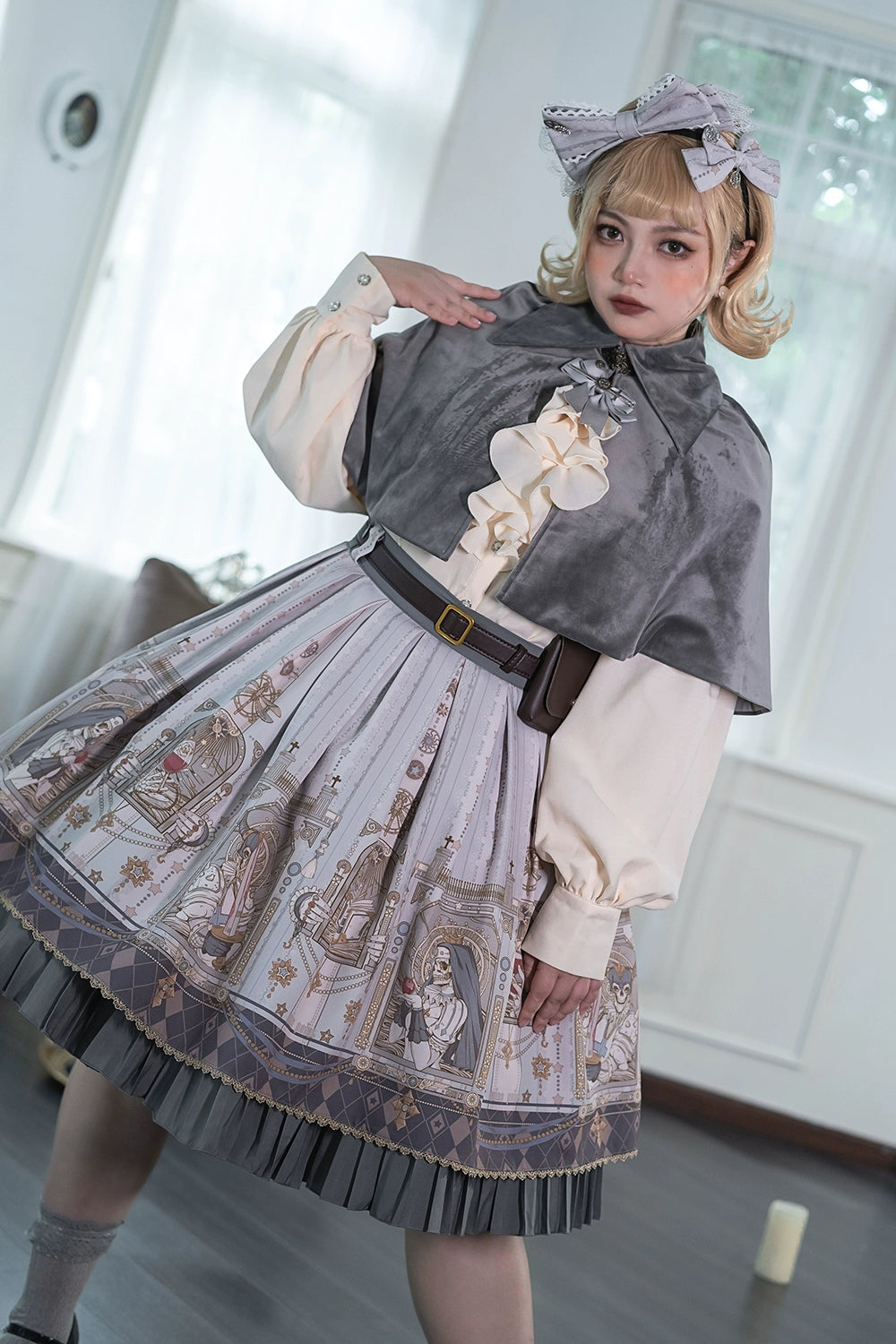 (BFM)Miss Point~Demon Hunting Notes~Gothic Lolita Cross Print Short Skirt   