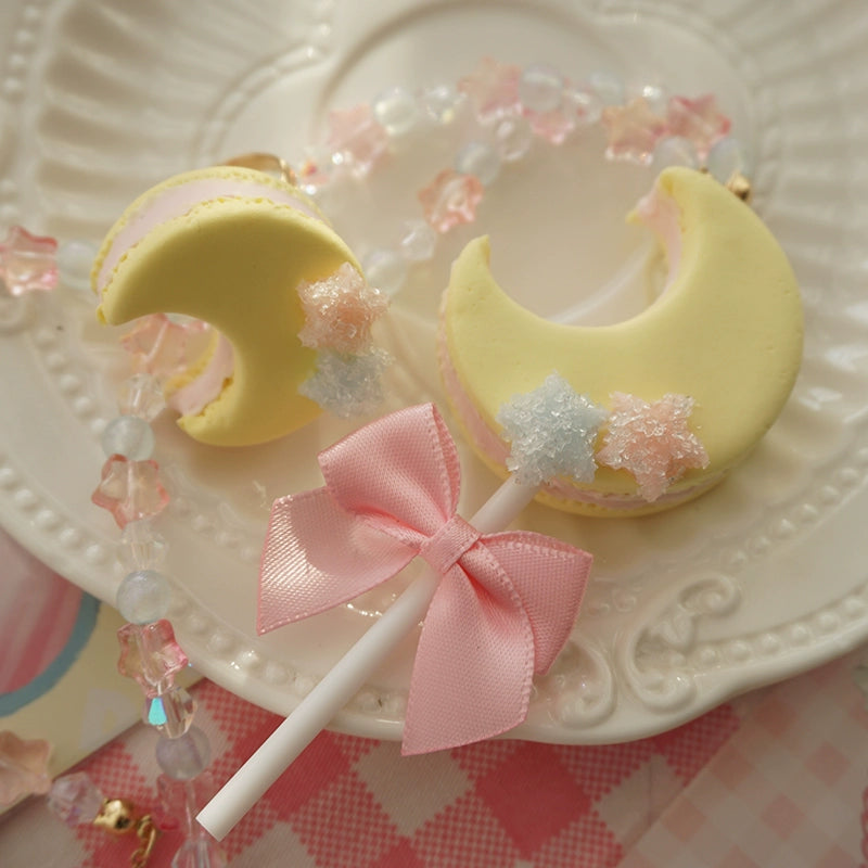 Cat Tea Party~Kwaii Lolita Accessories Moon Lollipop Clay Necklace Ring   