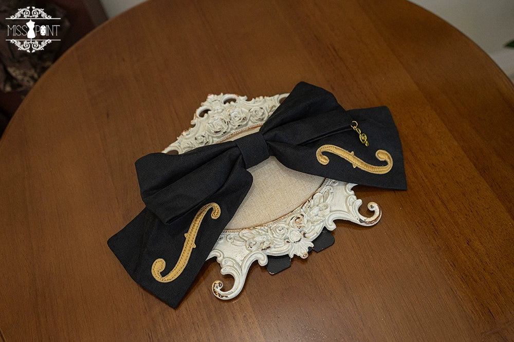 Miss Point~Golden Movement~Lolita Accessory Brooch Bow Tie KC Black Big Clip  