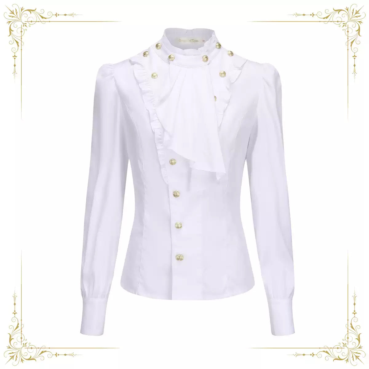 Immortal Thorn - Retro Ouji Lolita Blouse, Detachable Jabot White XS