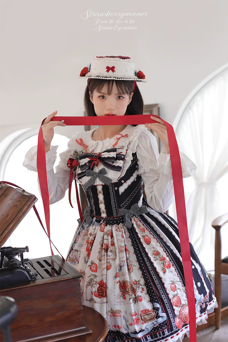 Balladeer - Strawberry Manor - Sweet Lolita JSK Dress, Strawberry Print 43417:798450