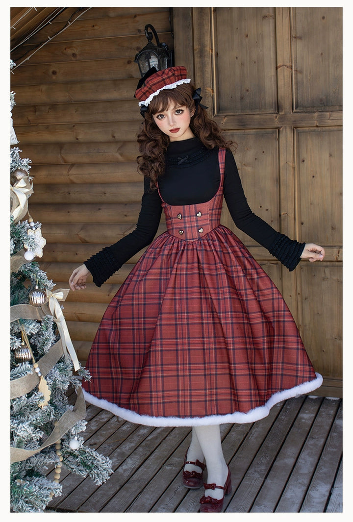 With PUJI~Wish Date~Twins Lolita Fishbone Bust-supporting JSK Winter Scarf-Cape 40526:670498