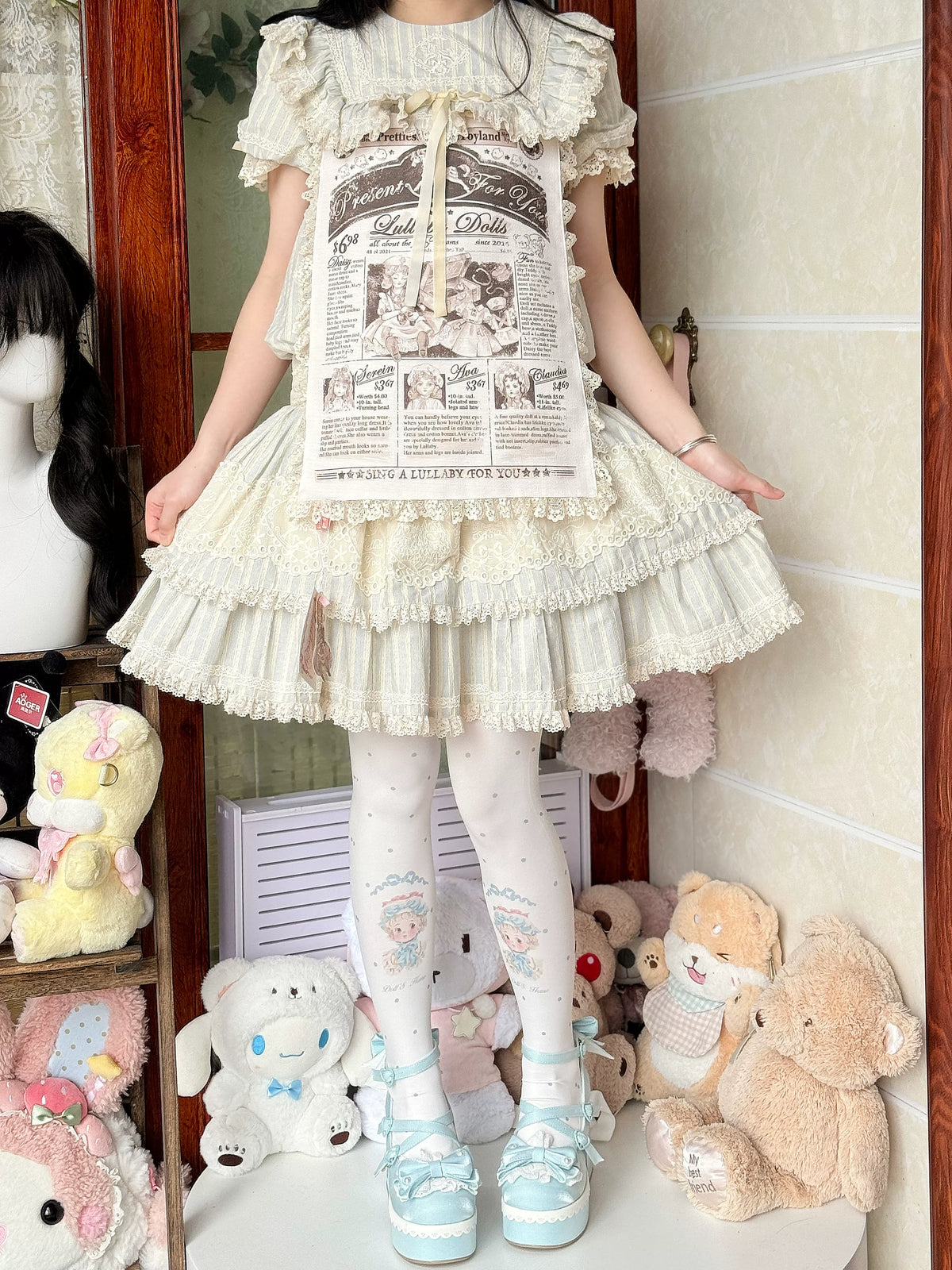 Tea Party Tale - Sweet Lolita Platform Heels, Bow Strap & Fork Embroidery 45905:867646