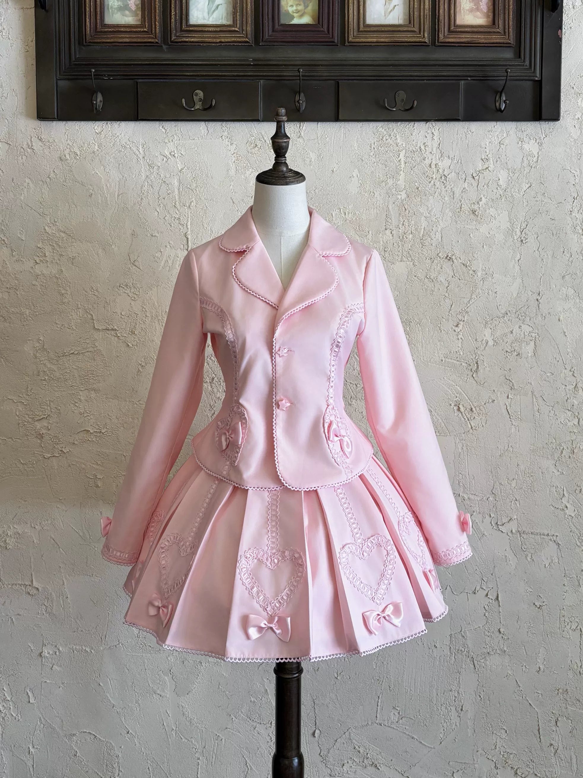 Promise After Class - Old School Lolita Fitted Blazer & Pleated Skirt Set Pink Blazer (only sold with pink skirt) S Pre-order
