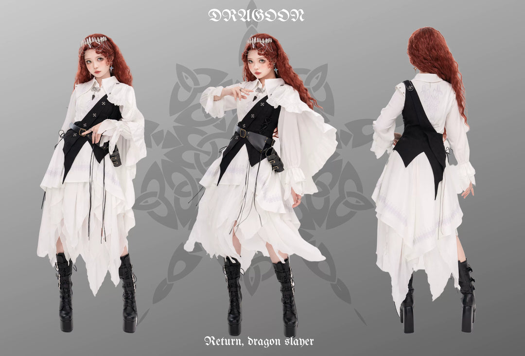 Wuyuzhe~Dragon Knight 2.0 Version~Western Fantasy Style Suit Gothic Shirt Vest Skirt   