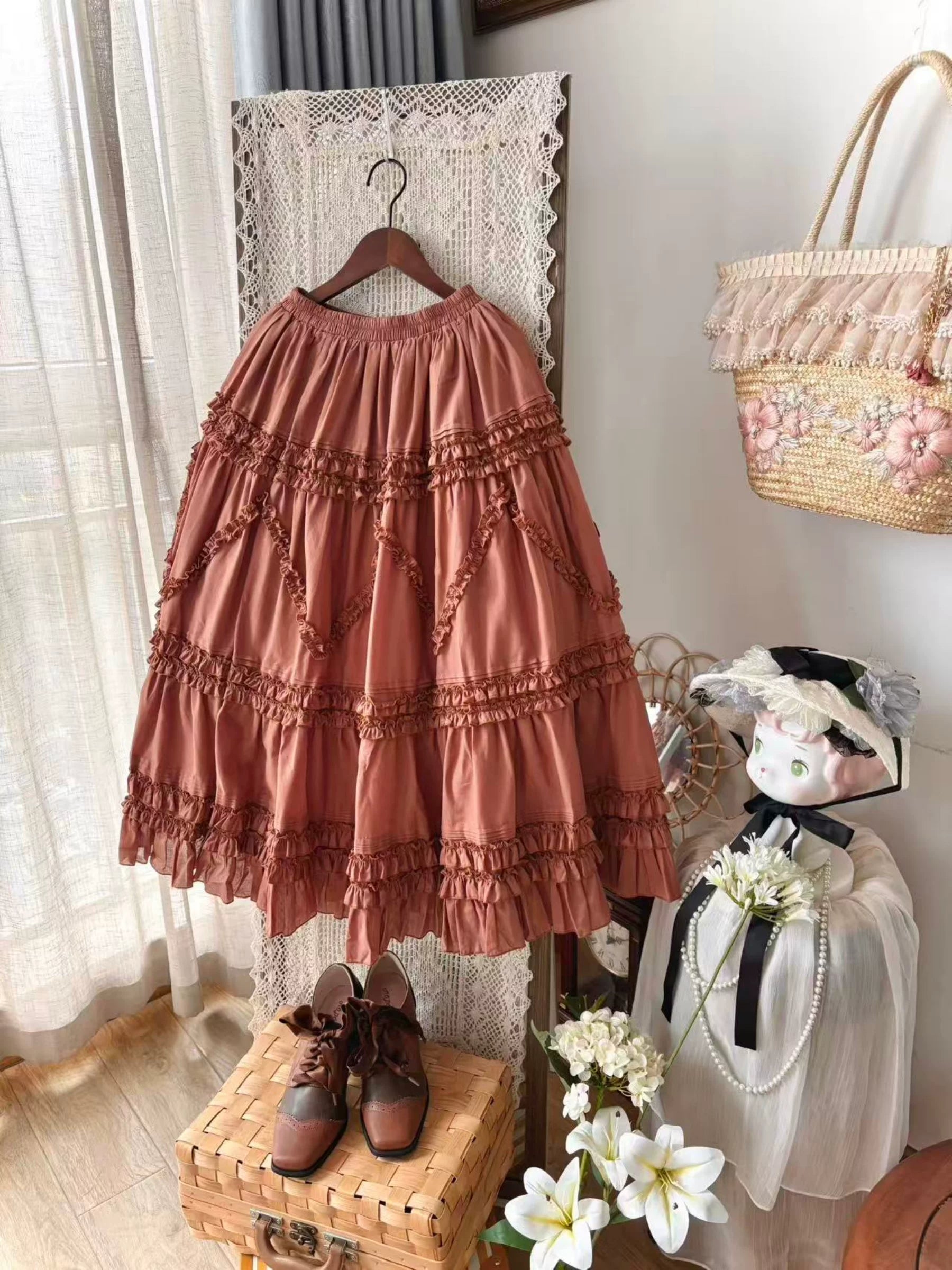 Country Lolita Underskirt, Cotton & Tiered Ruffles