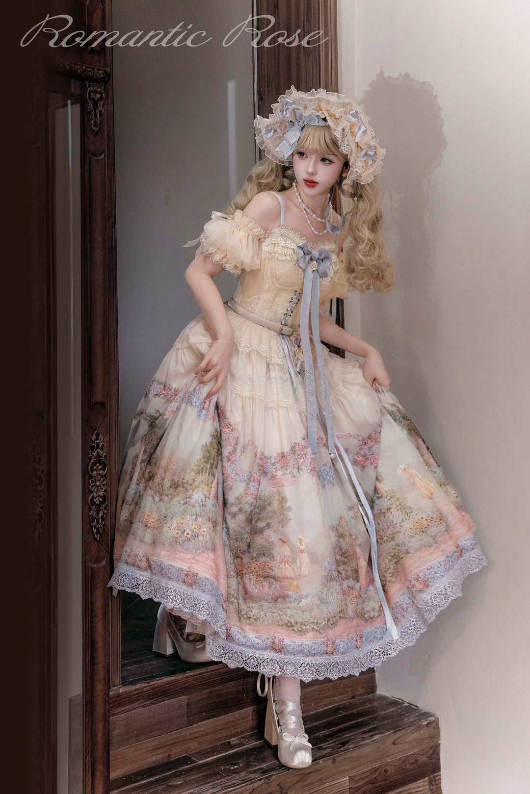 ZUOlanrichen~Romantic Rose~Classic Lolita Dress Set Printed JSK Skirt with Bodice