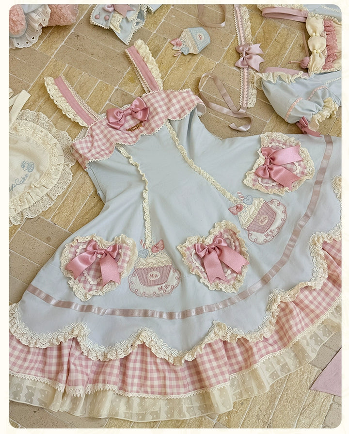 Mademoiselle Pearl~Cup Cake~Sweet Lolita OP Dress Kawaii Lolita JSK SK   