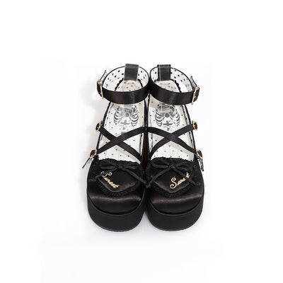 MODO~Deep Sleep Dream~Kawaii Lolita Shoes Muffin Platform Round Toe 34 black 