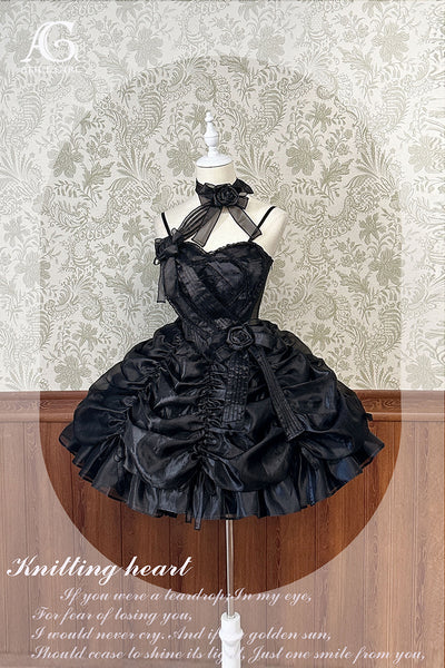 Alice Girl~Elegant Lolita JSK Multicolor Flounce Hemline XS black 