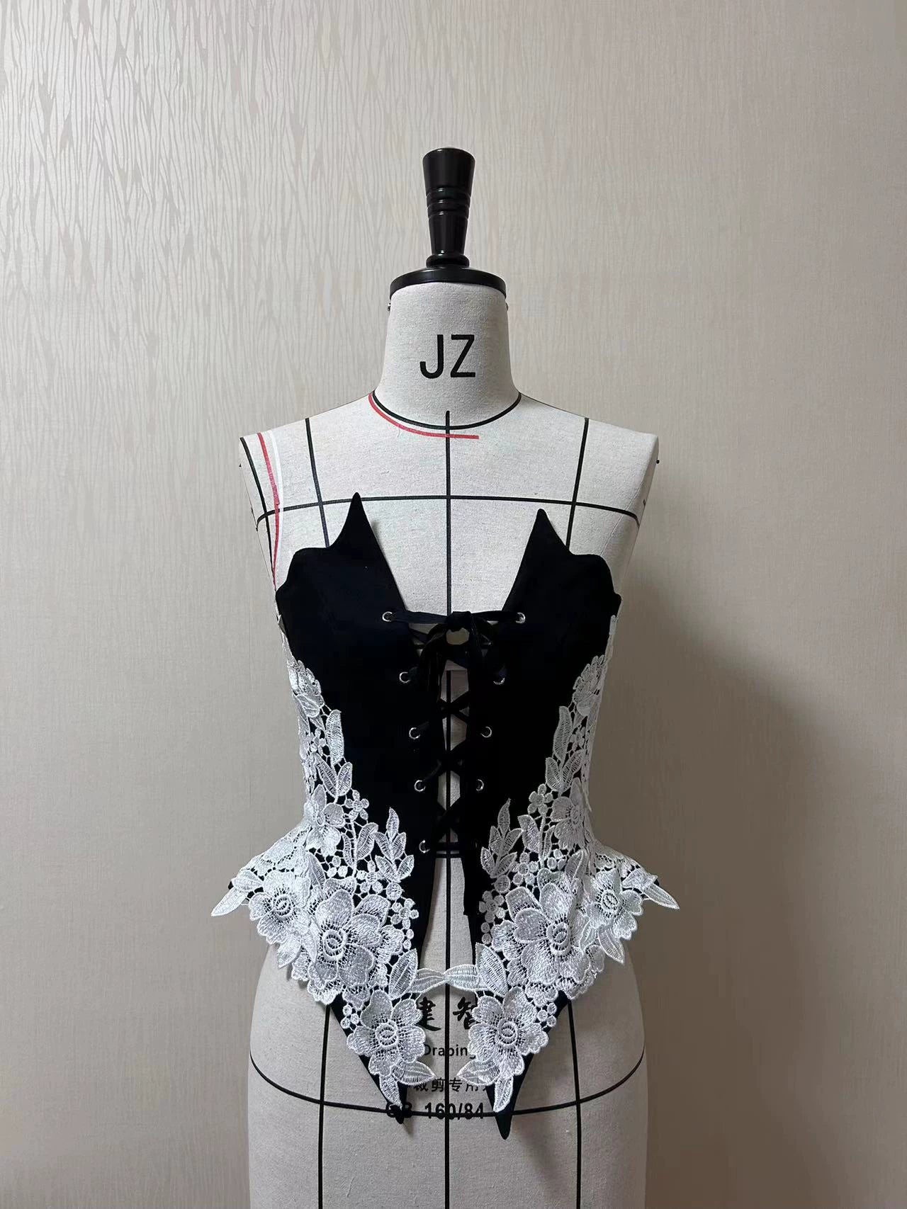 The Cage - Gothic Lolita Fishbone Bodice, Embroidered Appliqués S Double-sided embroidered appliqués