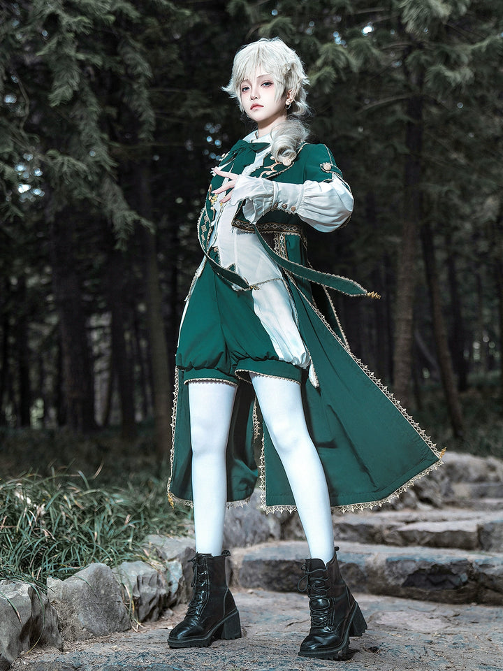 Letters from Unknown Star~Divine Envoy~Ouji Lolita Shorts Suit Military Lolita Coat and Shirt 41838:715620