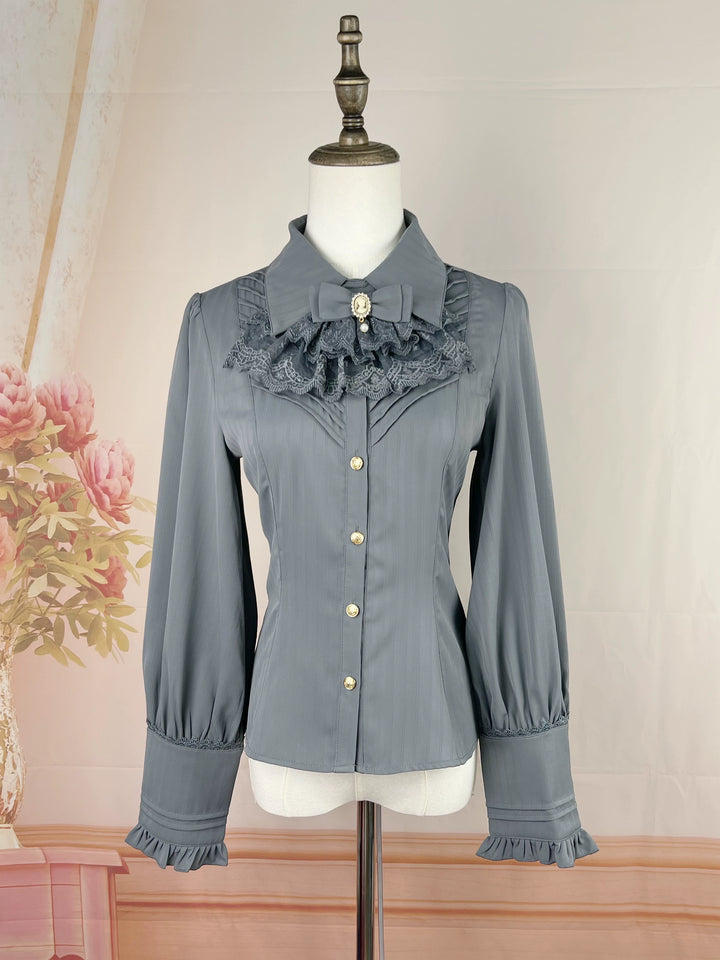 DMFS Lolita~Dreamland of Enchantmen~Classic Lolita Blouse with Jabot Gray blouse only S