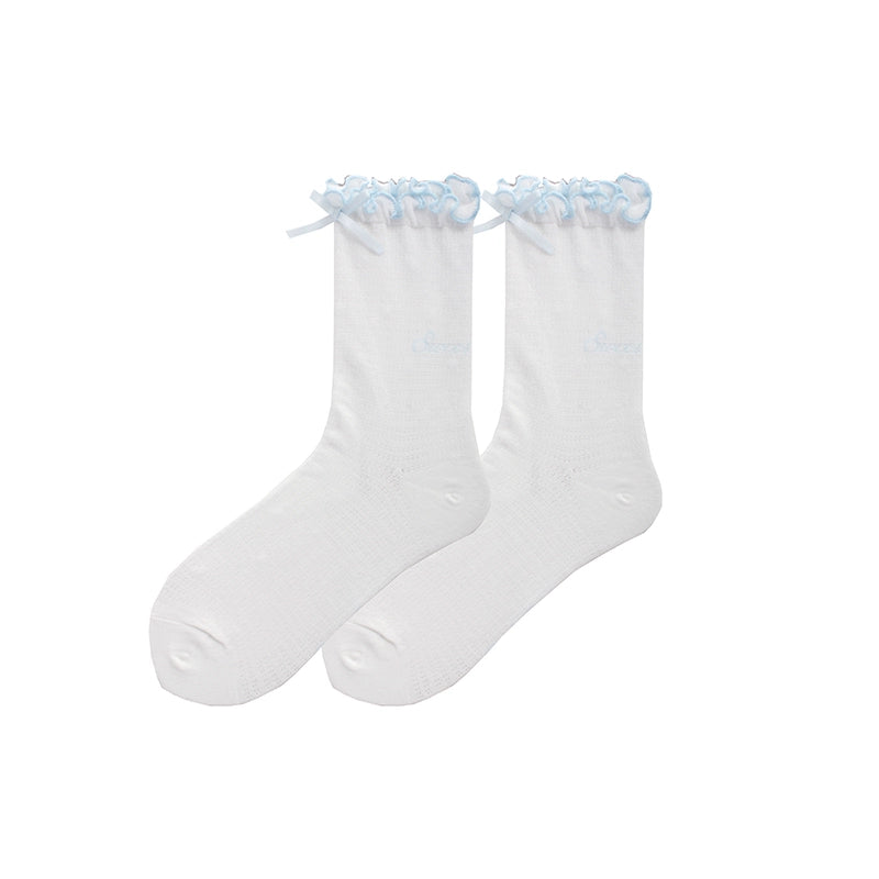 Roji Roji~Sweet Lolita Socks Cute Cotton Lolita Stockings Polka Dot free size Blue ankle socks 