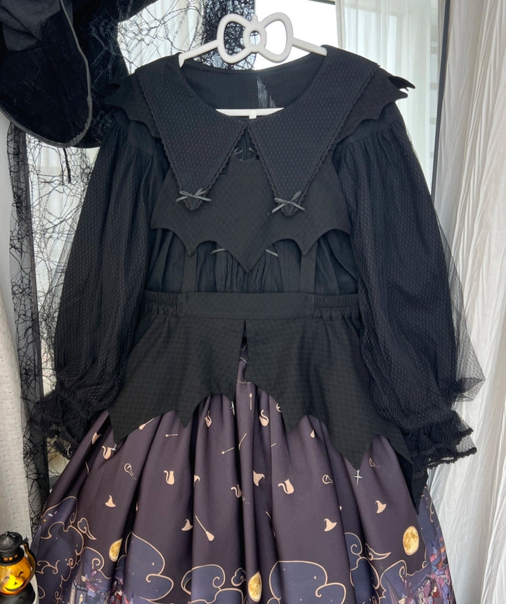Magic Tea Party~Witching Night~Bat-Inspired Gothic Lolita Apron for Halloween