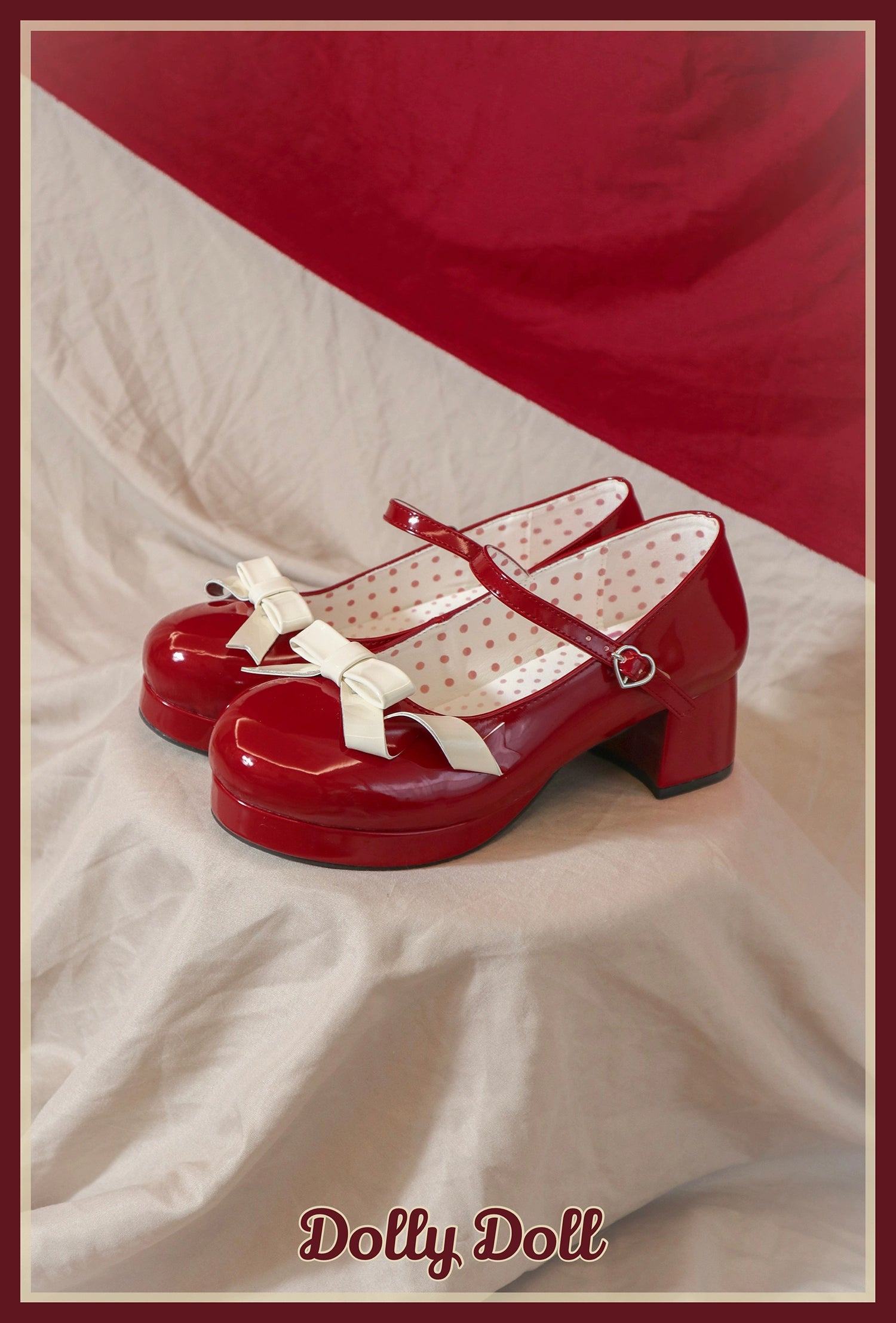 Dolly Doll - Lovers' Gift - Round Toe Middle Heel Mary Jane Lolita Shoes 34 RED
