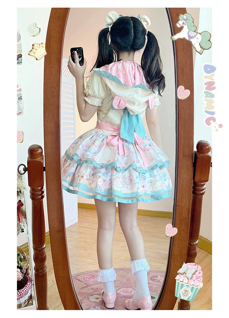 Mewroco~Sweet Lolita Dress Suit Salopette and Hoodied OP