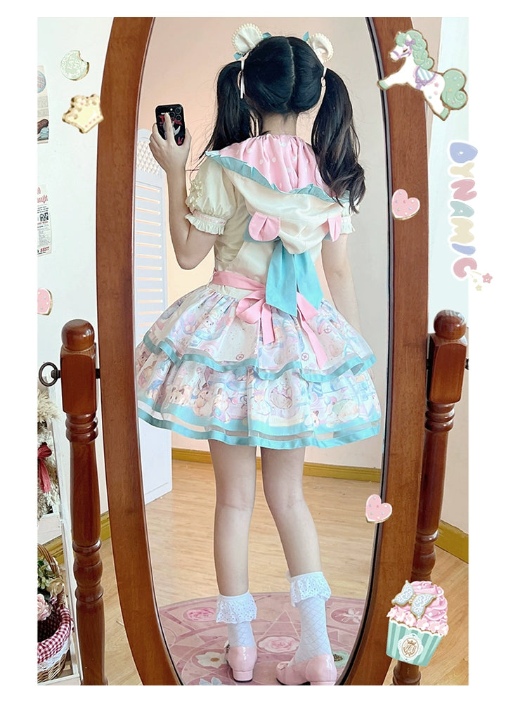 Mewroco~Sweet Lolita Dress Suit Salopette and Hoodied OP