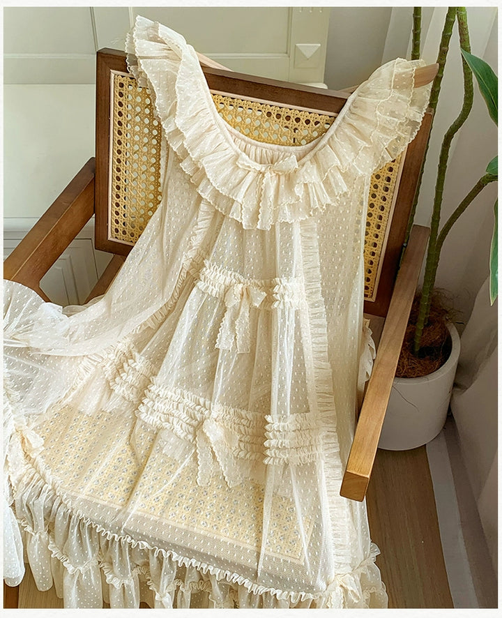 With PUJI~Letters and Poetry~Classic Lolita Tulle Over-Skirt for Summer