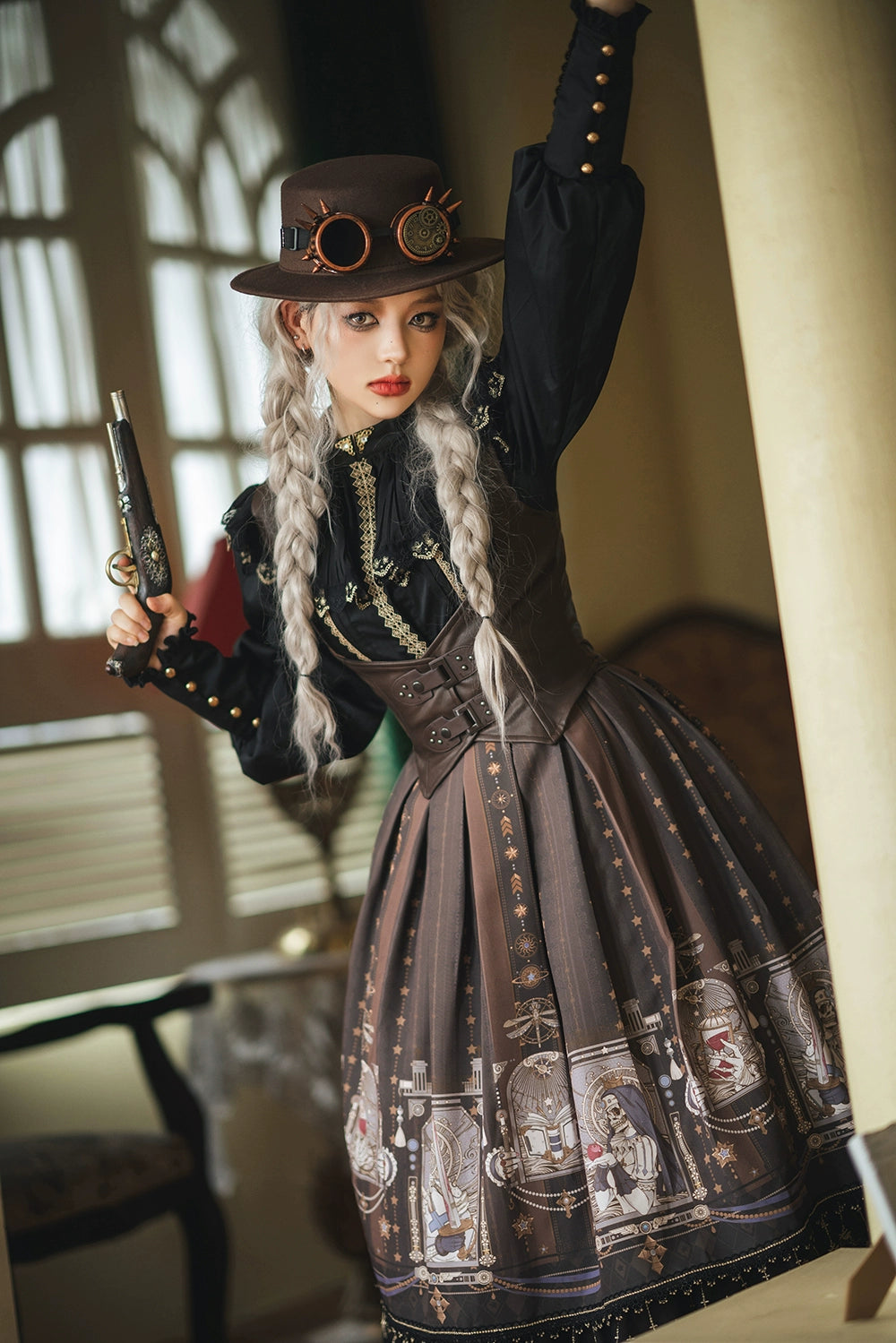 Miss Point - Demon Hunting Notes - Fishbone Gothic Lolita Skirt