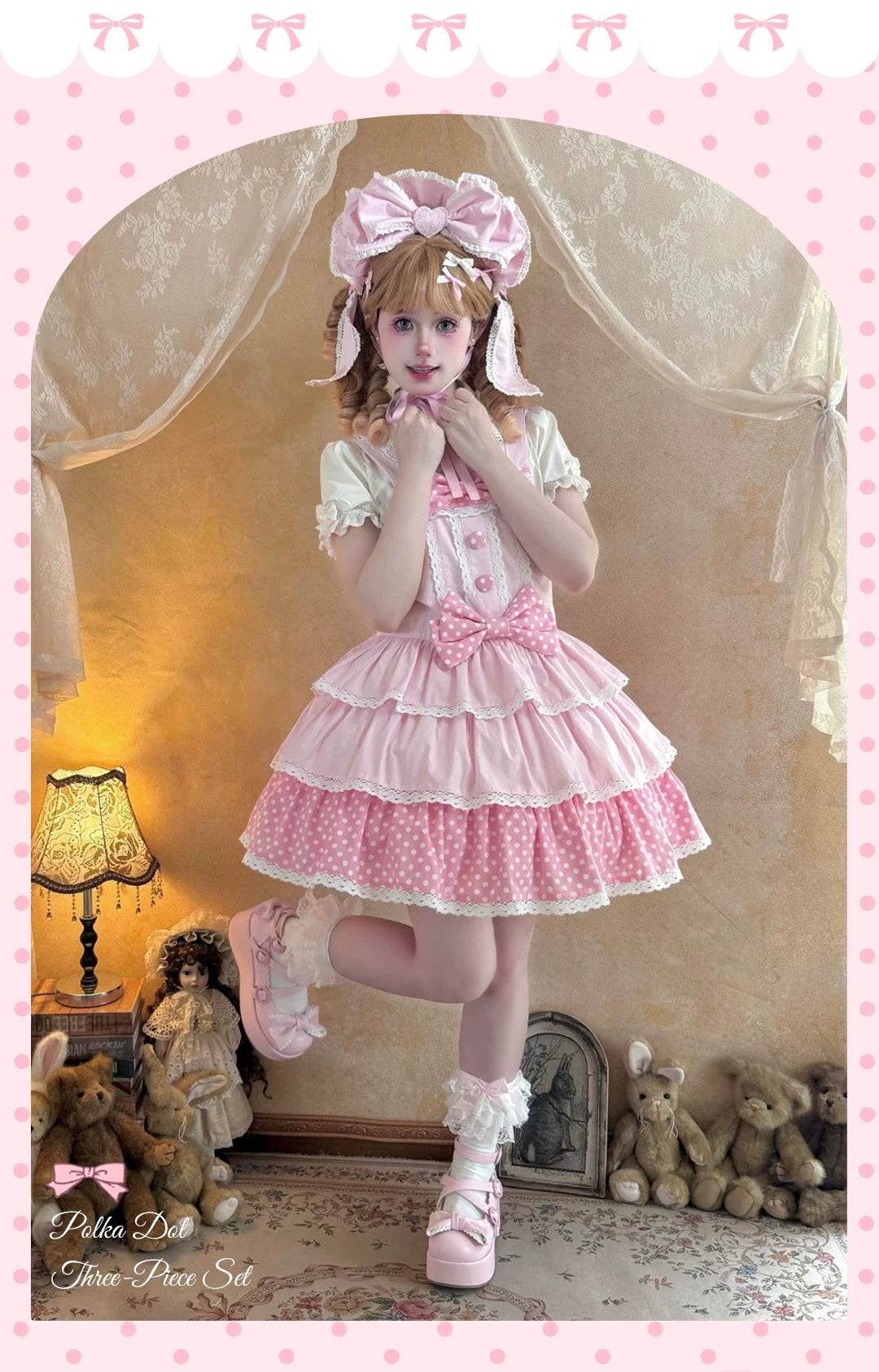 Cotton Sweet Lolita Polka Dot JSK & Salopette Dress 45589:853396