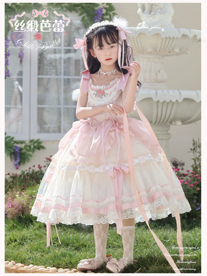 Mademoiselle Pearl~Silk Ballet~Kid Lolita JSK Dress Flower Wedding Lolita Dress