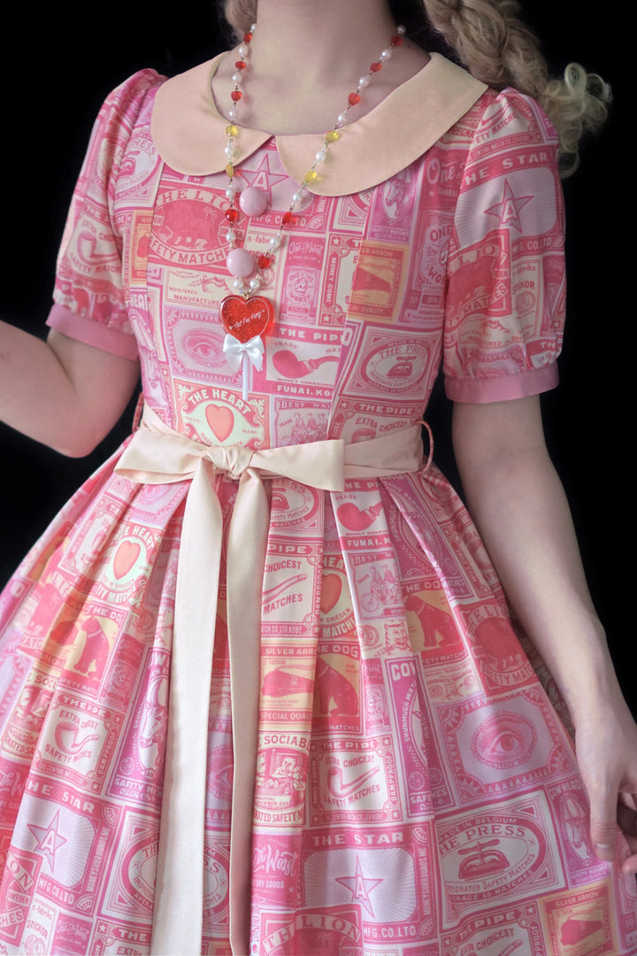 Miss Cube - Antique Label - Retro Lolita OP Dress Short Sleeve Dress
