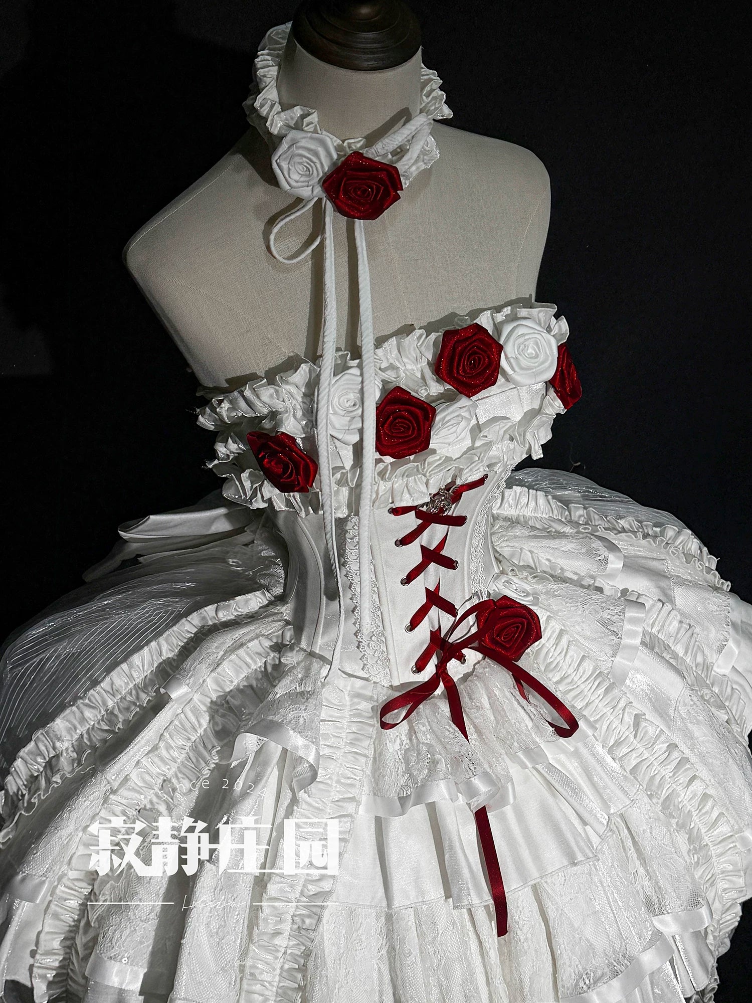 The Forbidden Garden - Gothic Lolita JSK Dress, Detachable Rose Accessories