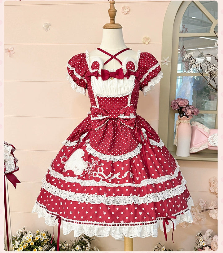 Mademoiselle Pearl~Bow Rabbit~IP Collab Sweet Lolita OP in Multiple Styles