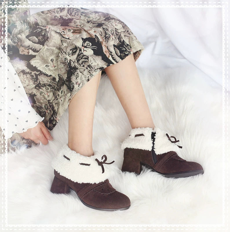 Spring Day Lolita - Kawaii Lolita Winter Multicolor Ankle Boots