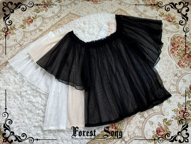 Forest Song~Adrialic~Elegant Lolita Blouse Dot Mesh Flutter Sleeve Free size Black 