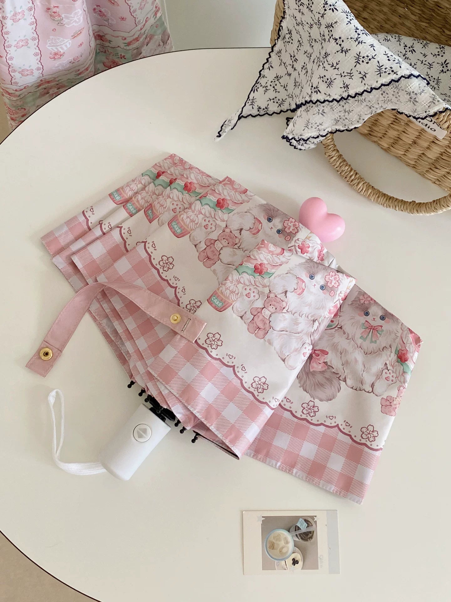 Foldable Printed UPF50+ Lolita Parasol with Black Coating 45587:853563