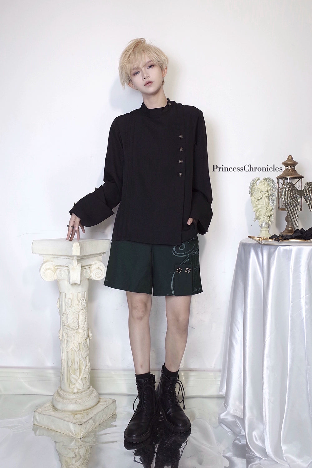 Princess Chronicles - Ruwoxichen - Retro Ouji Lolita Prince Style Black Blouse