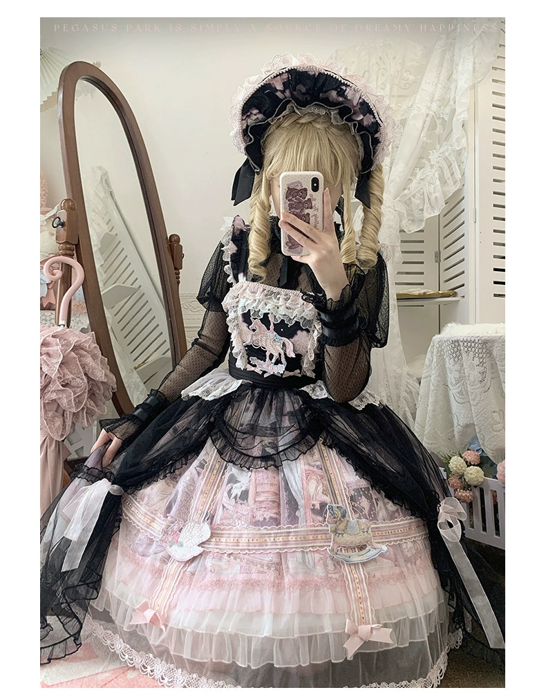 Urtto~Pegasus Park~Sweet Lolita JSK Dress Dual Color Princess Lolita Dress Set 41528:701822