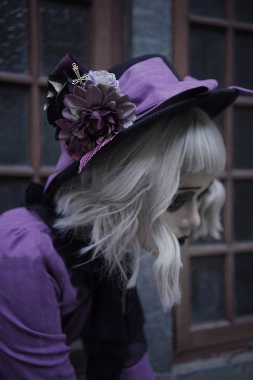 Miss Point - Stripped Lolita Headband Veil Hat Clip Necklace