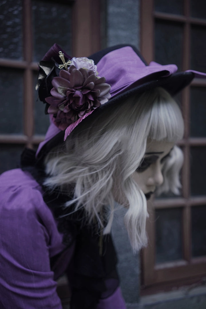 (Buyforme)Miss Point~Stripped Lolita Headband Veil Hat Clip Necklace   