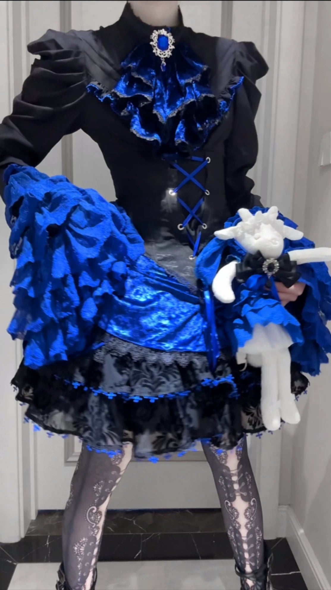 Twilight Hour - Gothic Lolita Hime-sleeve Blouse & Corset Skirt Set 45373:845779