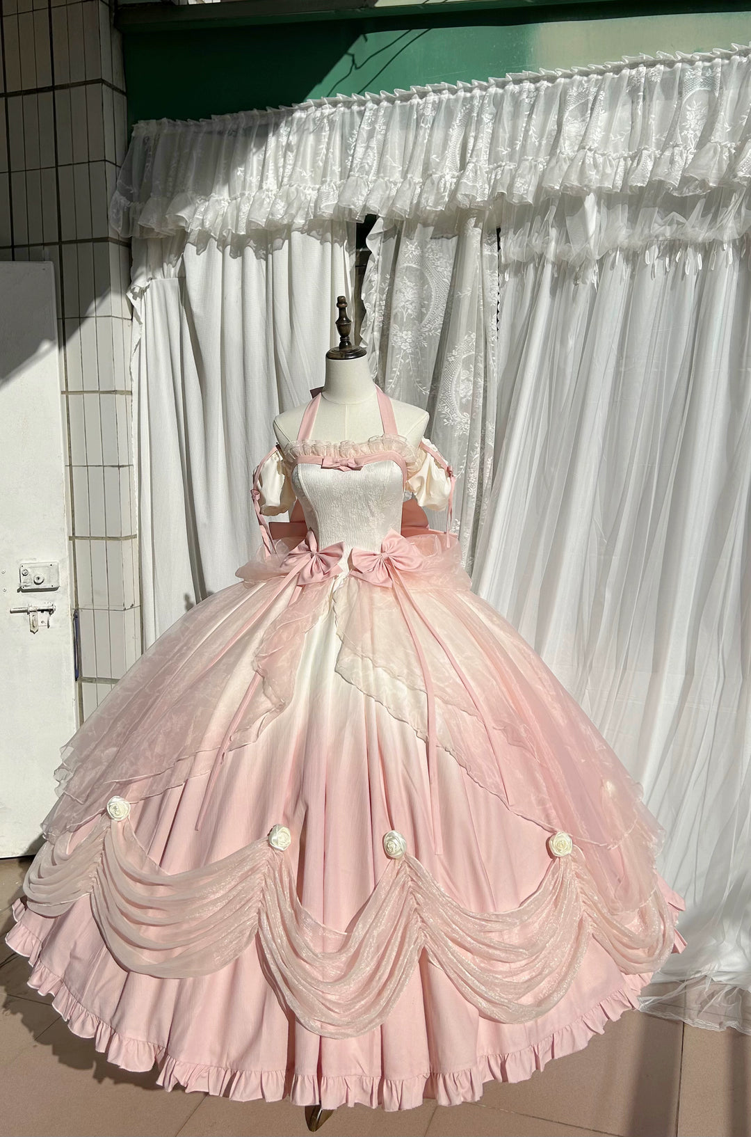 (BFM)For You~True Love Kiss~Sweet Lolita Dress Gradient Gorgeous JSK Set S Gradient Pink - Long Version 