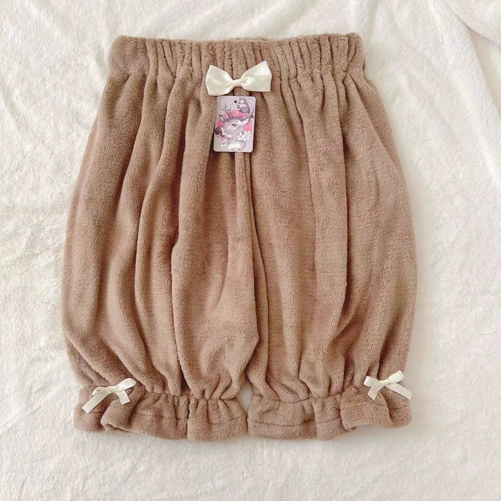 Winter Kawaii Lolita Plush Bloomers, Fleece-lined 46083:874240