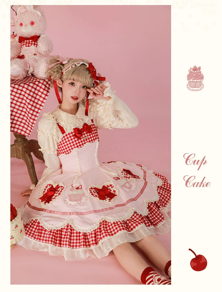 Mademoiselle Pearl~Cup Cake~Sweet Lolita OP Dress Kawaii Lolita JSK SK   