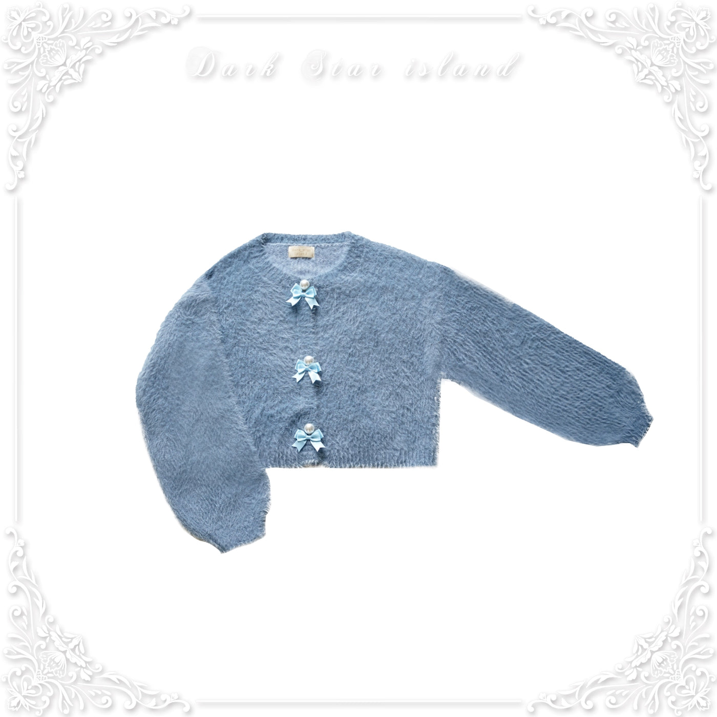 Dark Star Island~Little Fluffy~Winter Vintage Lolita Cardigan Warm Thick Sweater Fog blue Free size 