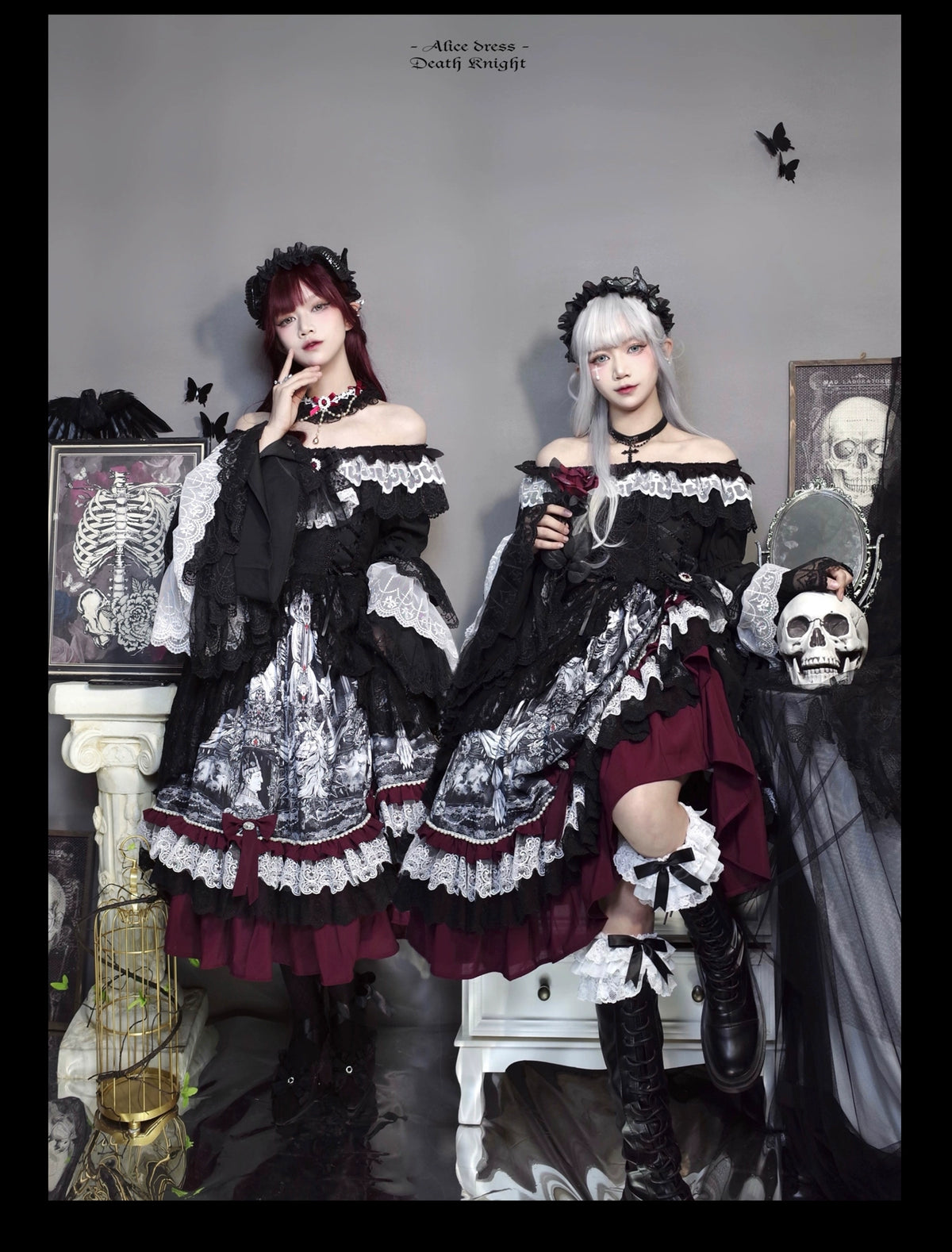 期間限定セール中！！堕夢の契りGothicドレス【Black&White】M 堕夢の契りGothicドレス【Black&White】 | DimMoire