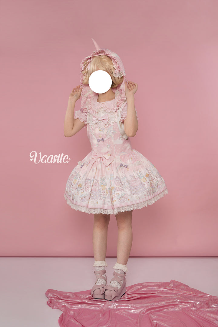 Vcastle~Unicorn Sugar Party~Kawaii Lolita Salopette Suit with Unicorn Hood 42110:726740