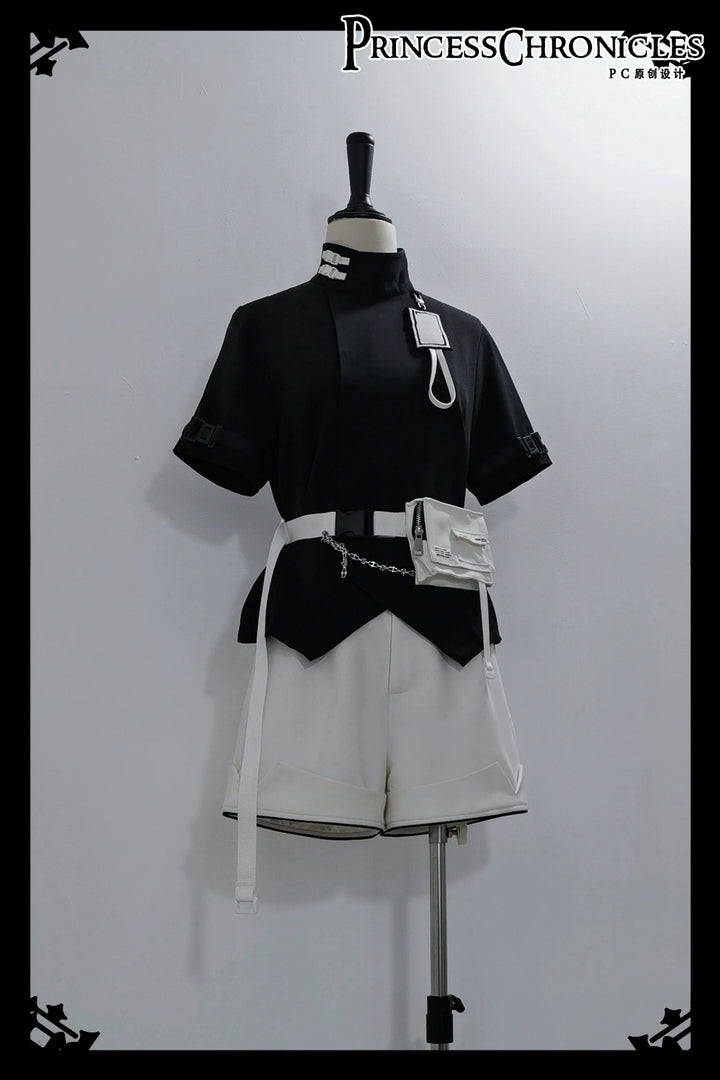 Princess Chronicles~White Cat~Cool Ouji Lolita Pants Suit With Cat Ear Coat S Top (a pair of cuffs + accessories) 