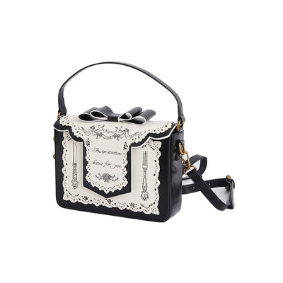 Momo~Embroidery Crossbody Lolita Bag Dinner Party Vintage Hollow Lolita Boots Spot goods Free size Handbag-Black