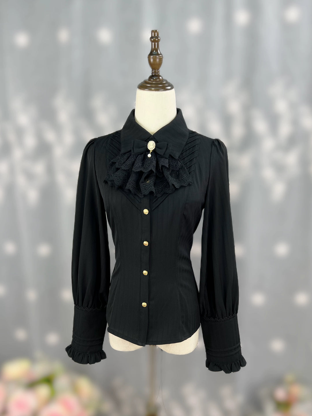 DMFS Lolita~Dreamland of Enchantmen~Classic Lolita Blouse with Jabot Black blouse only S