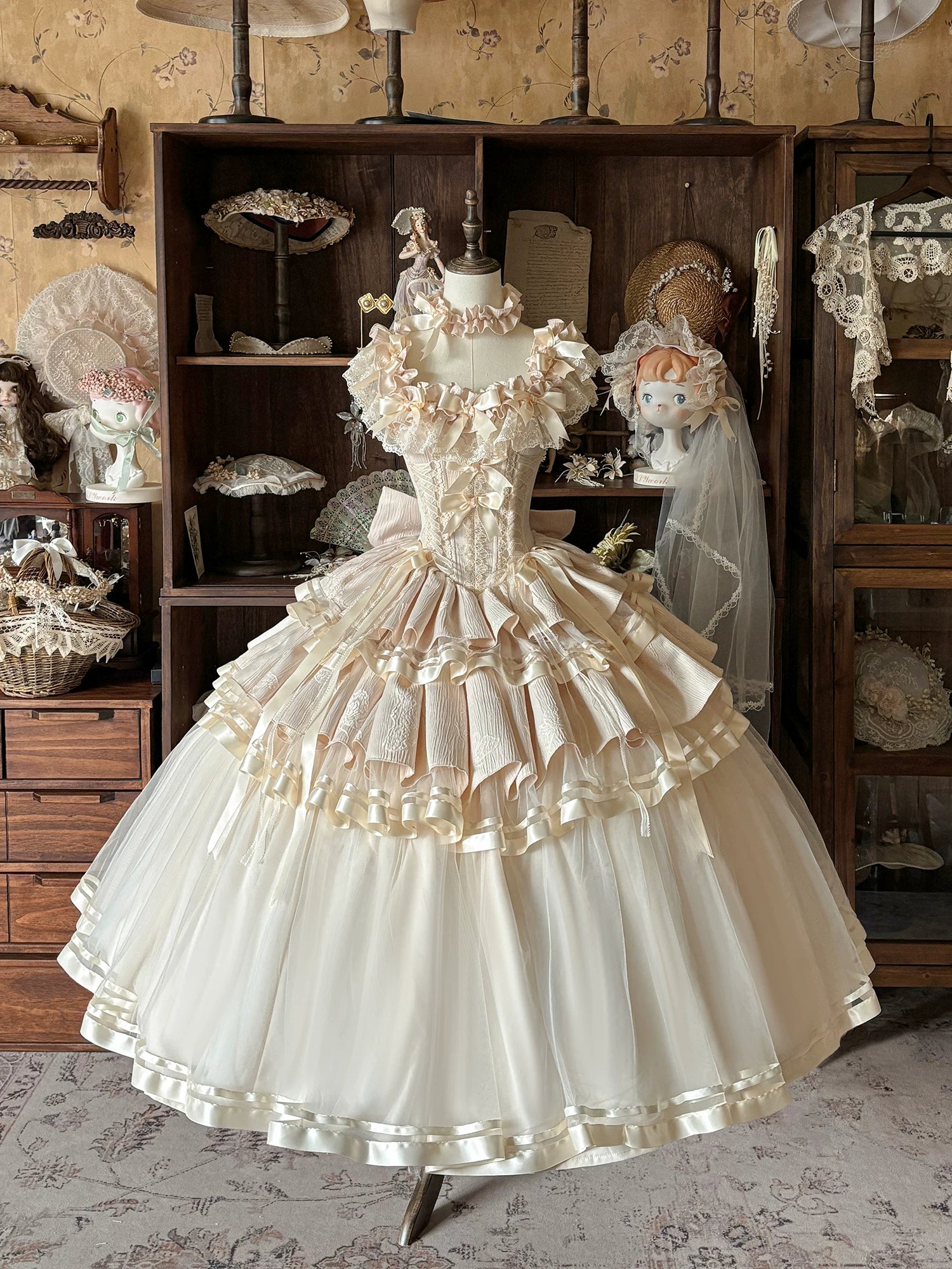 Sunset Venus - Wedding Sweet Lolita JSK Dress, Fishbone Waist (L M S XL) 44803:822105