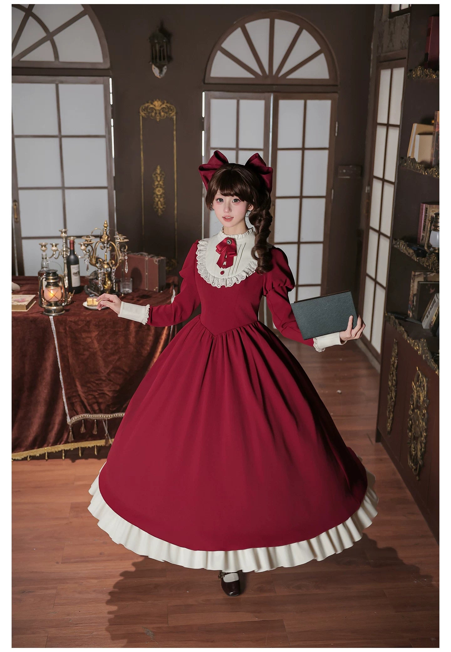 Miss Lita - Classic Lolita Maid OP Dress, Adjustable Flutter Sleeve Apron 45858:865764