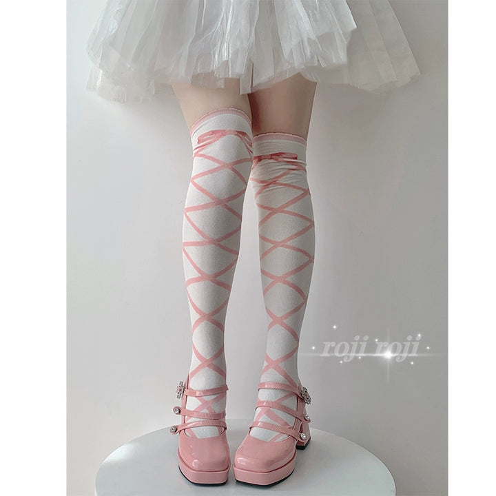 Roji Roji~Sweet Lolita Cotton Mid-Calf Socks   