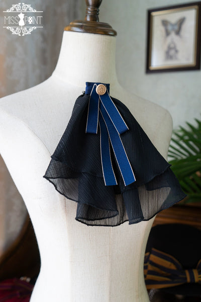 (Buyforme)Miss Point~Lolita Waist Belt Collar Skirt Clip Necklace Bibs black handkerchief (blue bow)  